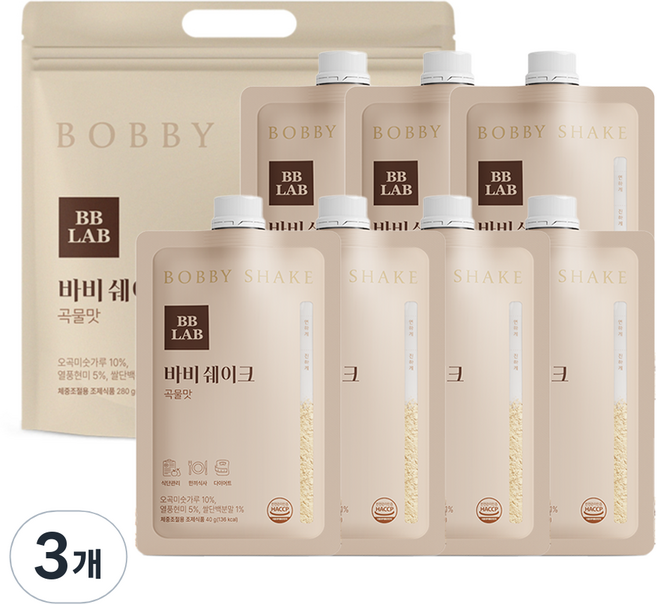 BB LAB 科研 蛋白奶昔粉隨身包 穀物風味, 280g, 3袋