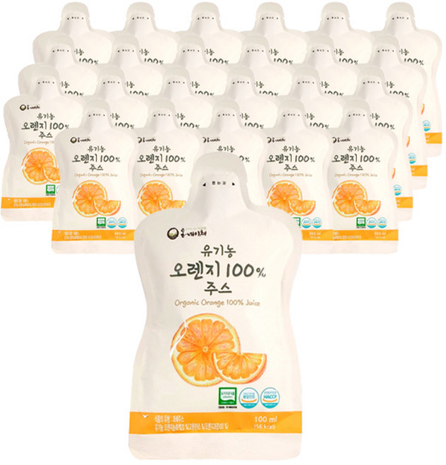 온네이쳐 유기농 오렌지 100% 주스, 100ml, 24개