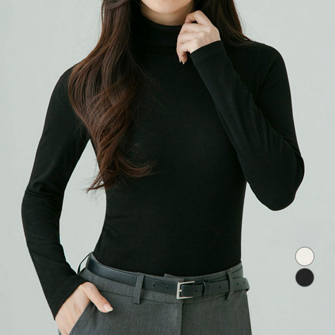 캐럿 여성용 소프트 터치 립 터틀넥 티셔츠