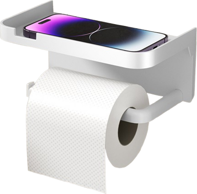 편리홈 무타공 접착식 선반형 휴지걸이, 화이트, 1개
