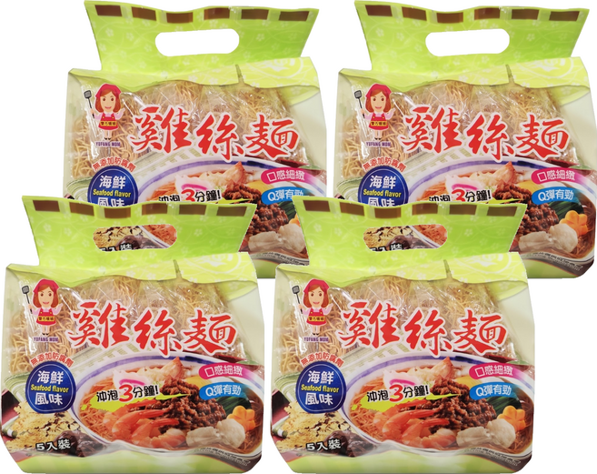 譽方媽媽 雞絲麵 海鮮風味 5入, 300g, 4袋