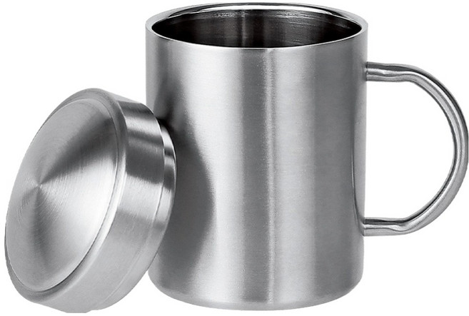 Quasi 柏林二代304不銹鋼口杯 附蓋 400ml, 銀色, 1個