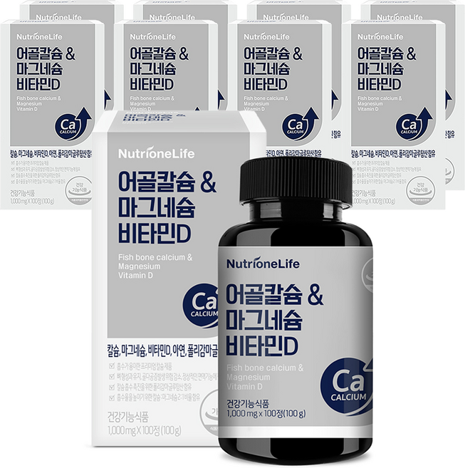 Nutrione 魚骨鈣&鎂 維生素D, 100錠, 9個