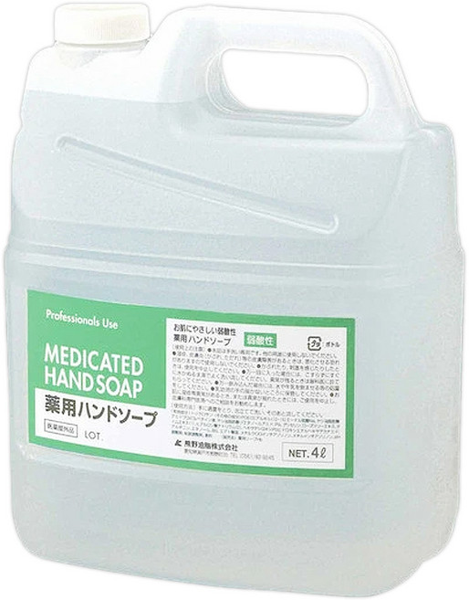 KUMANO 熊野油脂 Pharmaact 弱酸性洗手液補充裝, 4L, 1桶