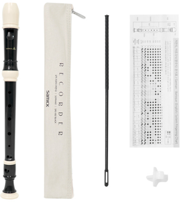 삼익악기 소프라노 저먼식 3단 분리형 리코더 SRG-N80, 블랙, 1세트