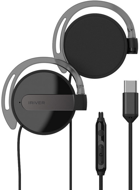 아이리버 유선 C타입 귀걸이형 헤드폰, IEH-10C, 블랙