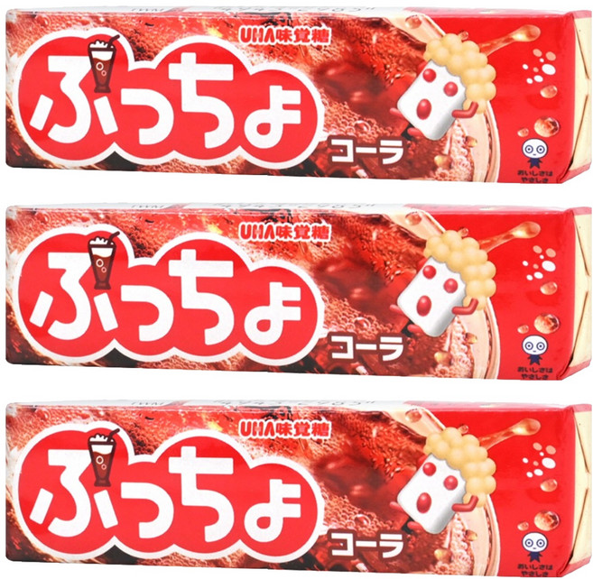 UHA 味覺糖 噗啾可樂味糖條, 50g, 3條