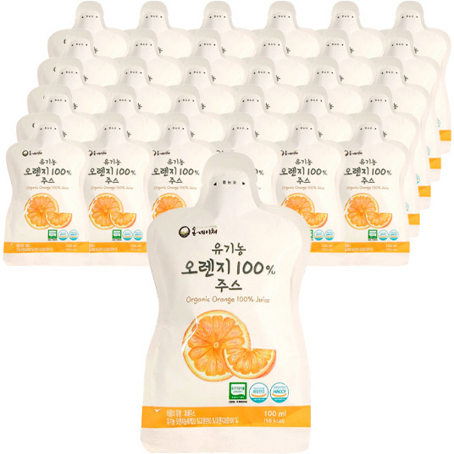 온네이쳐 유기농 오렌지 100% 주스, 100ml, 40개