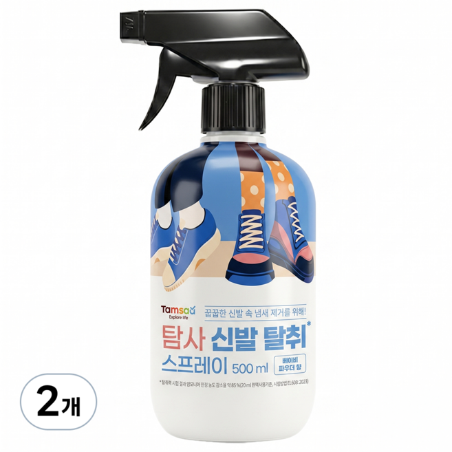 탐사 강력 신발 탈취 스프레이 베이비파우더향, 2개, 500ml