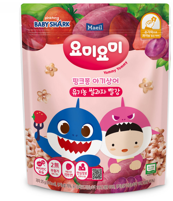 요미요미 유기농 쌀과자, 빨강, 25g, 1개