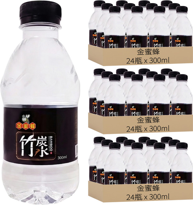 金蜜蜂 竹炭飲用水, 300ml, 72瓶