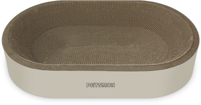 펫츠몬 흔들림 없는 눕기편한 B골 타원형 스크래쳐, 아이보리, 1개