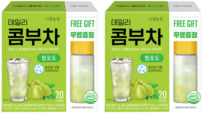 다농원 데일리 콤부차 청포도, 5g, 20개입, 2개