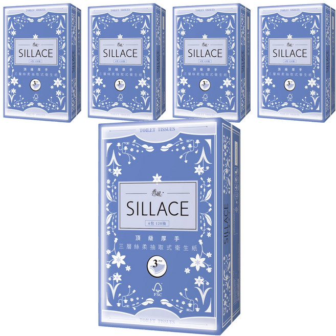 春風 SILLACE 抽取式衛生紙 3層 120張, 6包, 5袋