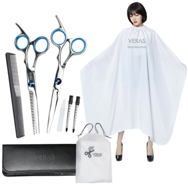 베라스 미용 커트보 + 미용가위 세트, 혼합색상, 1개