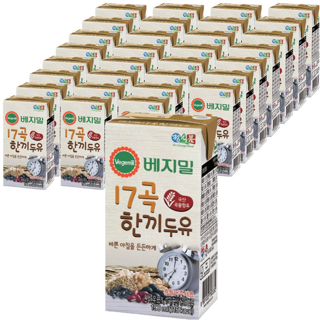 베지밀 17곡 한끼두유, 190ml, 32개