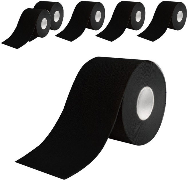 Flowers 花芊 Kinesiology tape 肌肉運動膠帶 黑色, 6捲, 1入