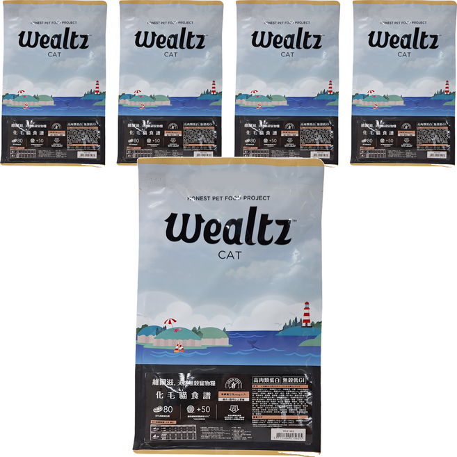 Wealtz 維爾滋 天然無穀寵物糧 化毛貓食譜 獨立小包裝 高肉類蛋白質 無穀低GI, 300g, 5袋, 雞肉