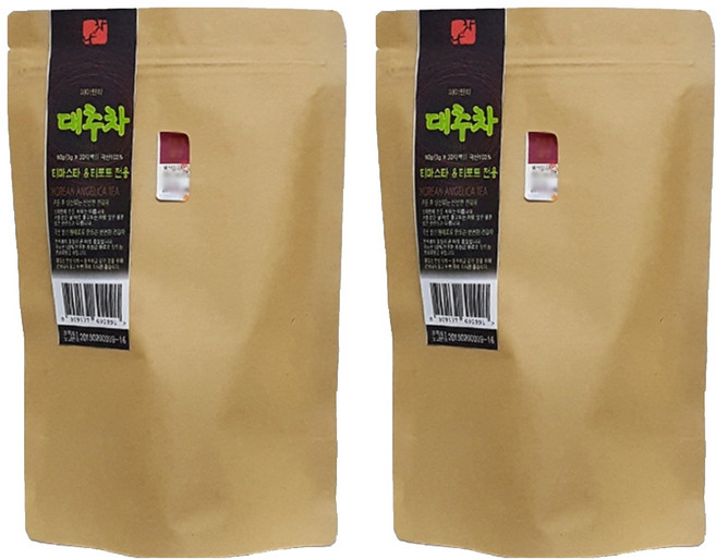 나와차 티마스타 티포트 전용 대용량 티백 대추차, 3g, 30개입, 2개