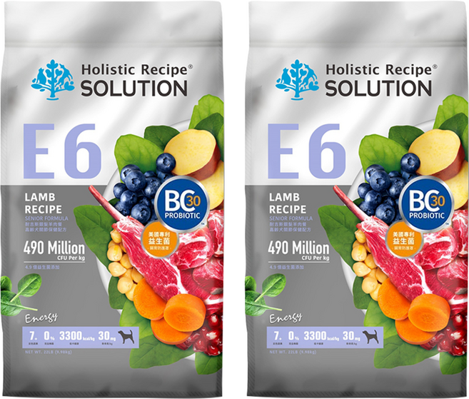 Holistic Recipe SOLUTION 耐吉斯 高齡犬關節保健配方無穀乾糧 E6, 銀髮羊肉餐, 2.04kg, 2袋