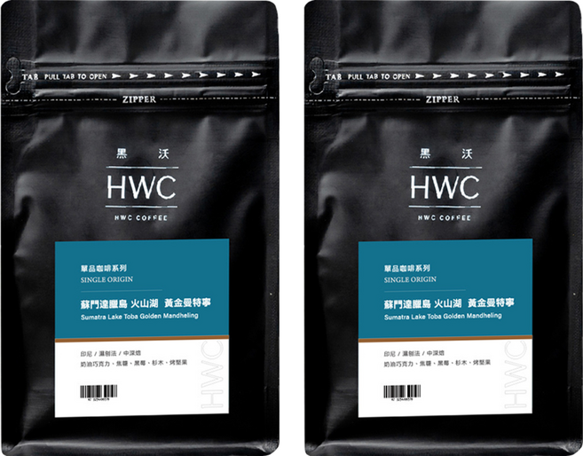 HWC 黑沃咖啡 蘇門達臘島/火山湖黃金曼特寧 1/2磅咖啡豆, 2包, 227g, 咖啡豆(無研磨)