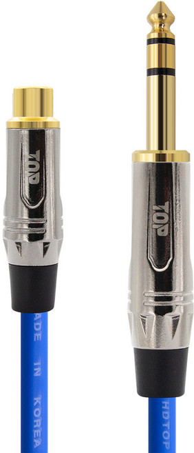 HDtop 韓國製 RCA 母 TO 5.5 立體聲連接線 3m, 金屬藍, 1個, HT-TP4032
