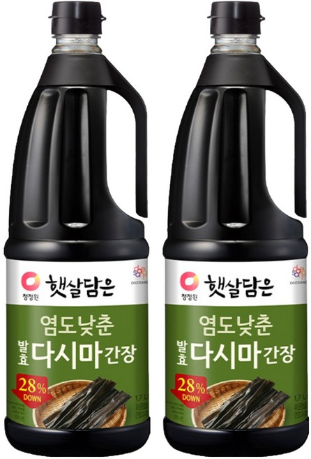 청정원 햇살담은 염도낮춘 발효다시마 간장, 2개, 1.7L