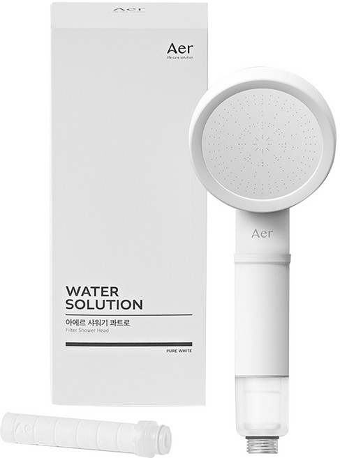 Aer Quattro 過濾蓮蓬頭 + 沉澱物濾芯 1個, 純淨白