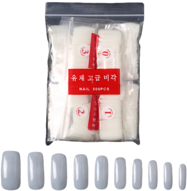 바르나 플랫 네일팁 500p, 내츄럴, 1개
