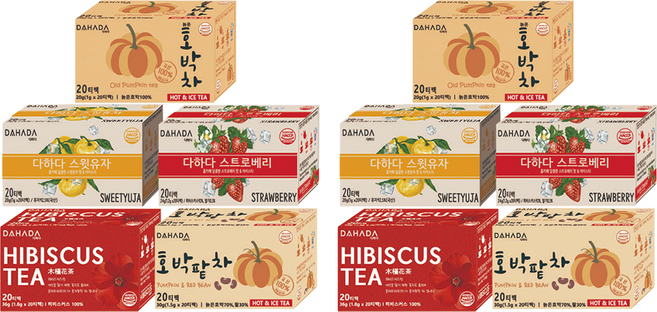 다하다 늙은호박차 스윗유자 스트로베리 히비스커스 호박팥차, 2세트