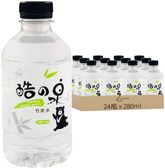 心一 酷之泉竹炭純水, 280ml, 24瓶