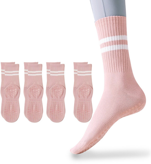 와이에스 여성용 논슬립 스포츠 양말, 핑크, 4개