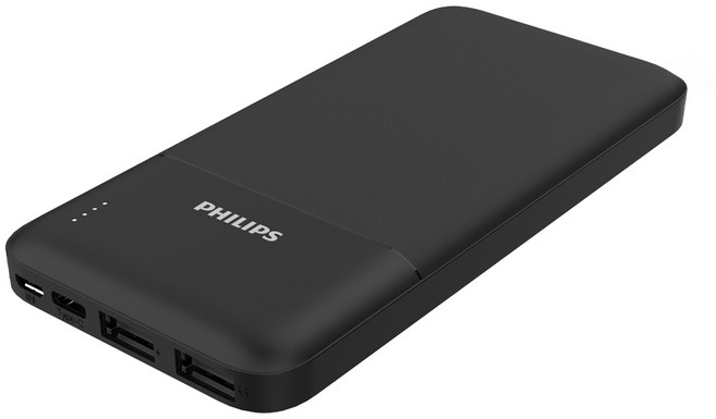 PHILIPS 飛利浦 行動電源 micro type-C USB-A 153 x 78 x 12.8mm 218g, DLP1811/96, 黑色
