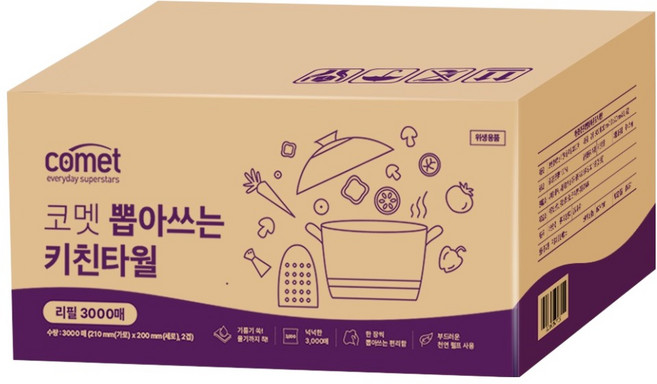 코멧 뽑아쓰는 키친타올 리필, 1개, 3000매
