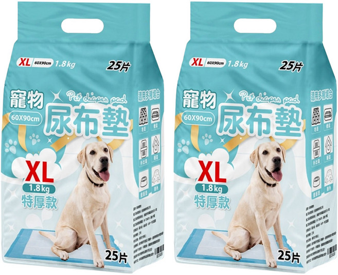 咪咪購物 寵物尿布墊 特厚款, 25片, 2包