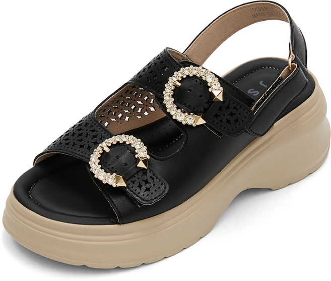 제이슈 여성용 소가죽 로리아 플랫폼 통굽 슬링백 샌들 5.5cm