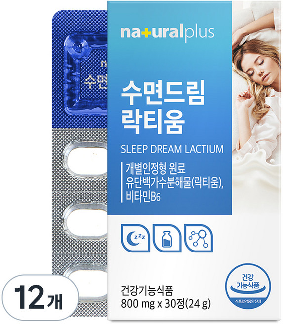 내츄럴플러스 수면드림 락티움, 30정, 12개