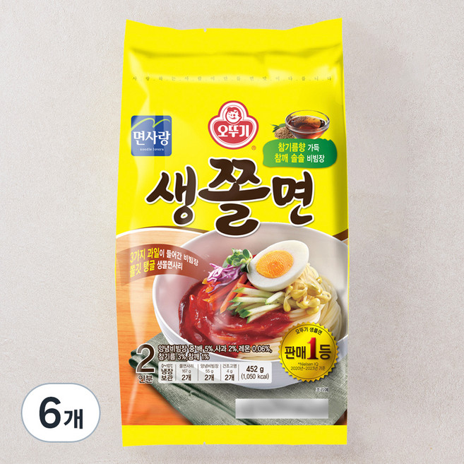 오뚜기 생쫄면 2인분, 452g, 6개