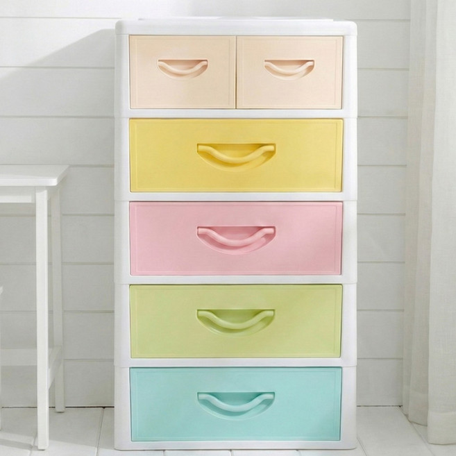 코디 칼라투명 스마일 양면 수납장, 혼합색상, 5단