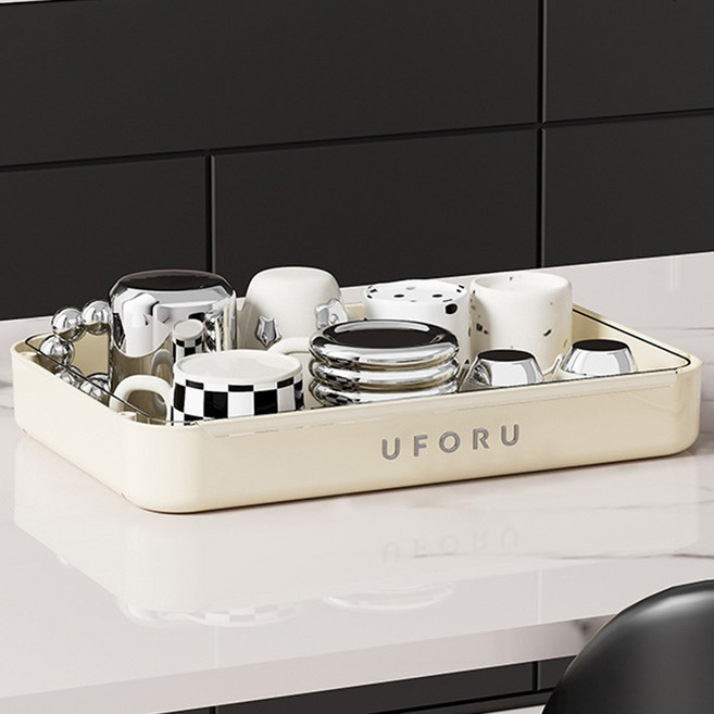 유포유 퓨어홈 컵건조대 식기 주방 정리대, 아이보리, 1개