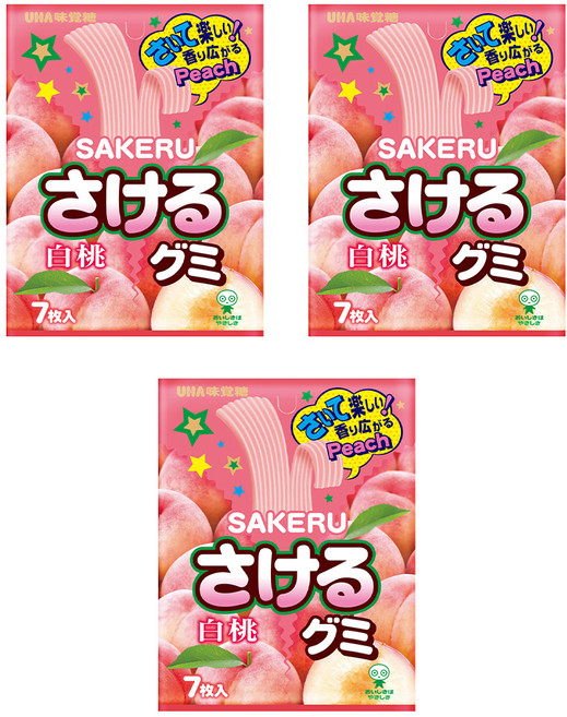 UHA 味覺糖 撕吧 白桃味軟糖, 32.9g, 3包