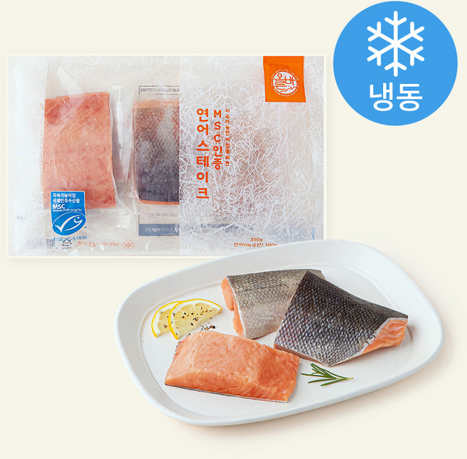올바른 수산 냉동 연어 스테이크 (냉동), 350g, 1개