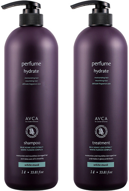 아브카 퍼퓸 샴푸 화이트머스크향 1000ml + 트리트먼트 1000ml 세트, 1개