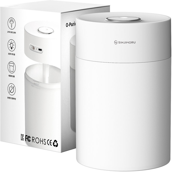 신지모루 오퓨리엠 테이블 미스트 USB 무드등 미니 가습기 600ml, OPRM_MIST_TBL_WT_SJM, 화이트