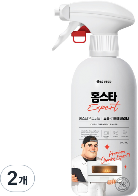 홈스타 엑스퍼트 오븐 기름때 클리너 인덕션 렌지후드 세정제, 2개, 500ml