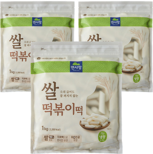 면사랑 쌀 떡볶이떡, 1kg, 3개
