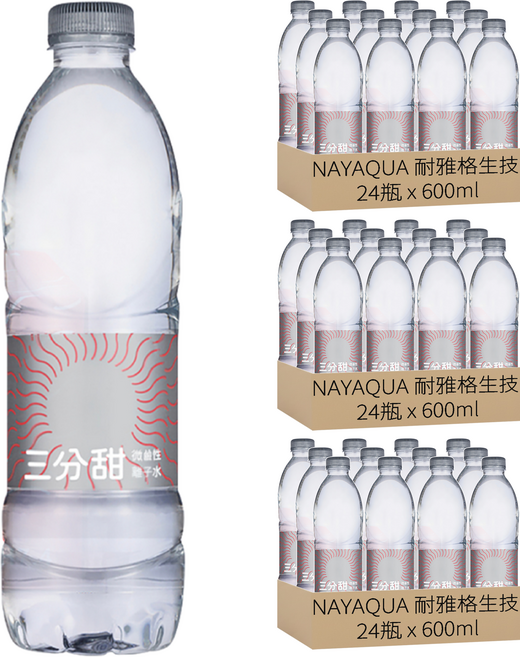 NAYAQUA 耐雅格生技 三分甜 PH7.5 微鹼性離子水, 72瓶, 600ml