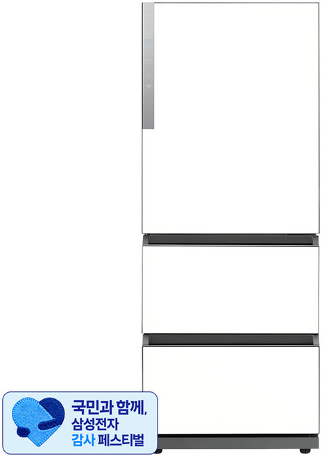 [삼성 감사 페스티벌] [색상선택형] 삼성전자 비스포크 328L 김치플러스 3도어 냉장고 방문설치, 에센셜화이트, RQ33DG71J3EW