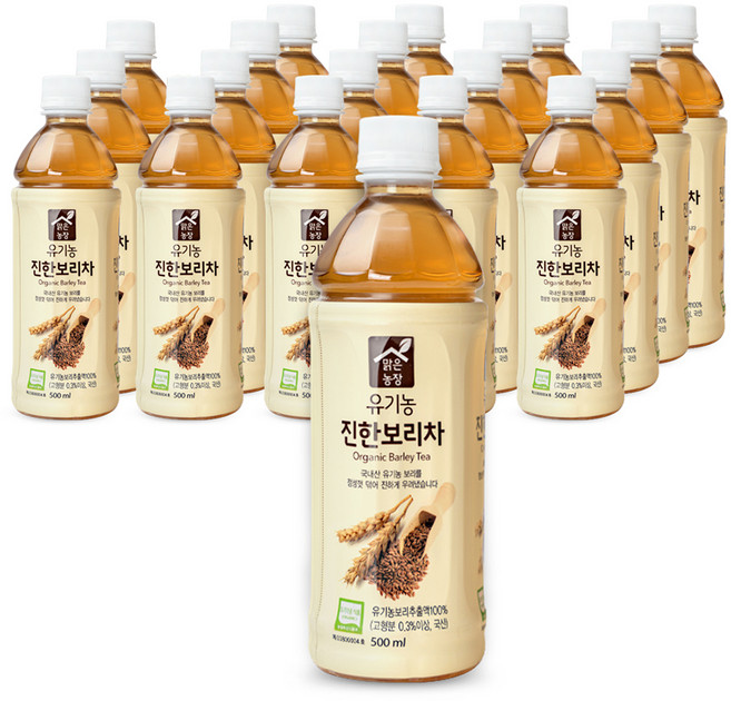 맑은농장 유기농 진한 보리차음료, 500ml, 20개