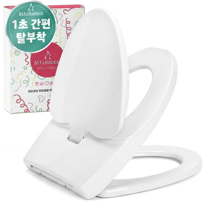 아띠래빗 저소음 유아겸용 변기커버, 화이트, 1개